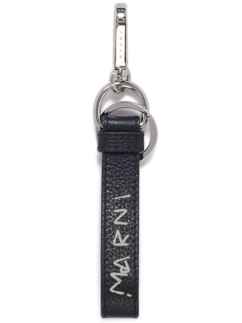 Marni logo-embroidered leather keyring - Black von Marni