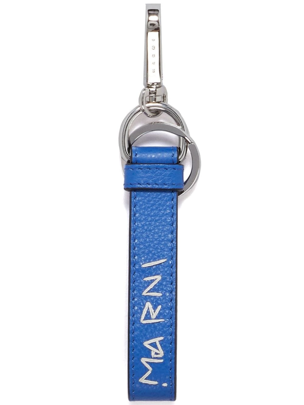 Marni logo-embroidered leather keyring - Blue von Marni