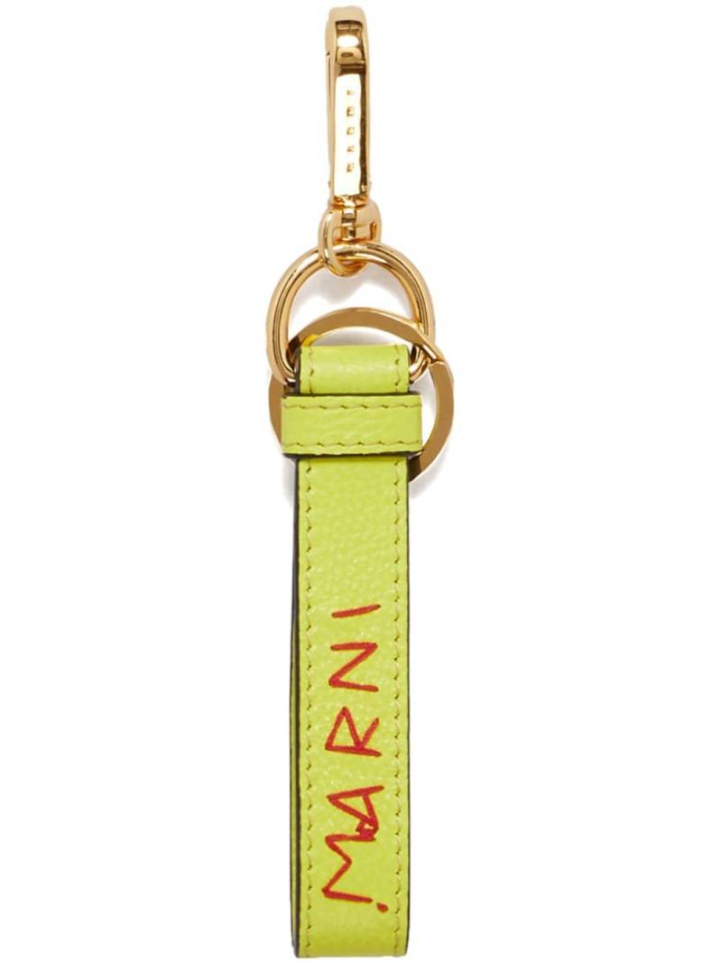 Marni logo-embroidered leather keyring - Green von Marni