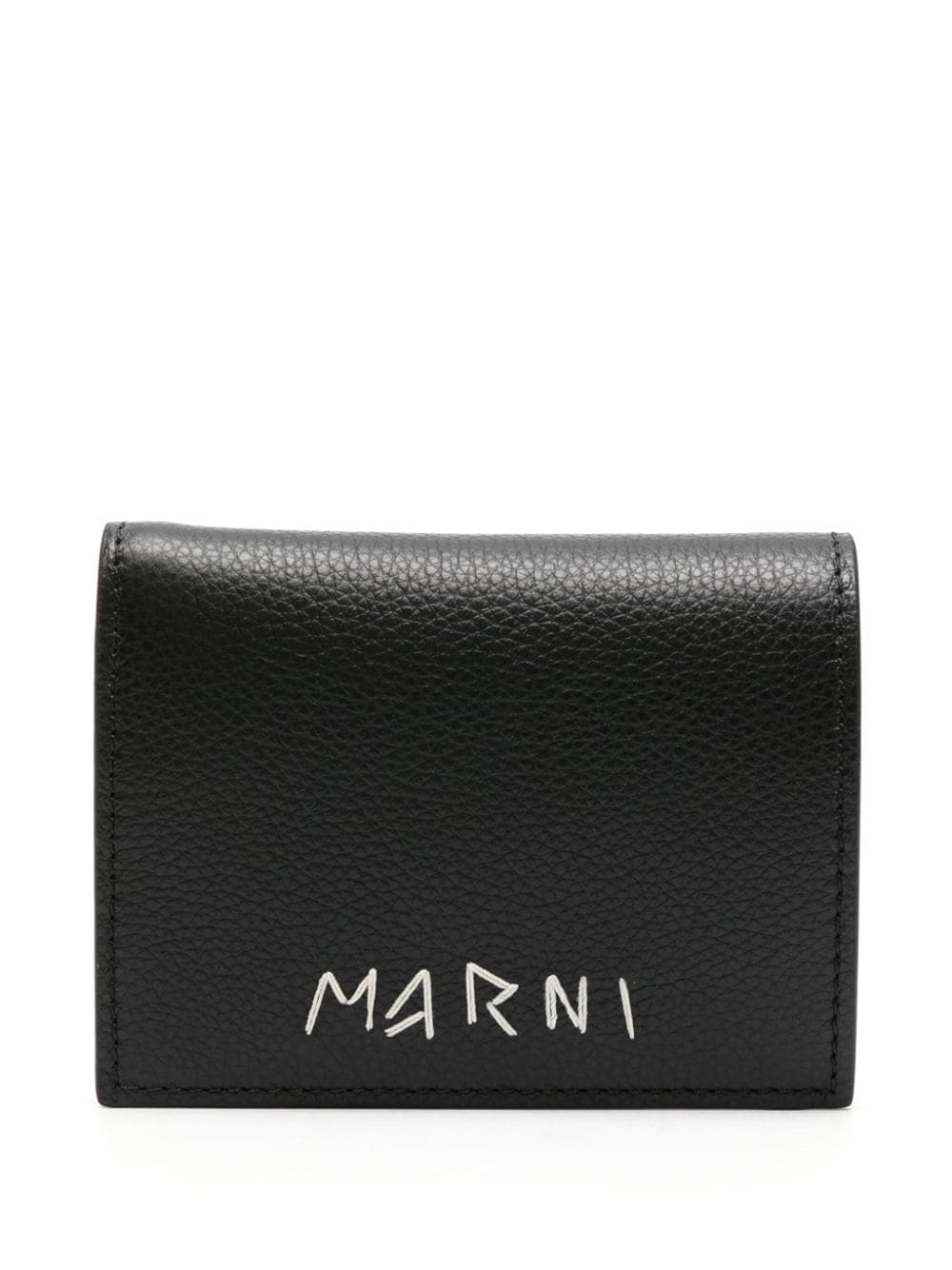 Marni logo-embroidered leather wallet - Black von Marni