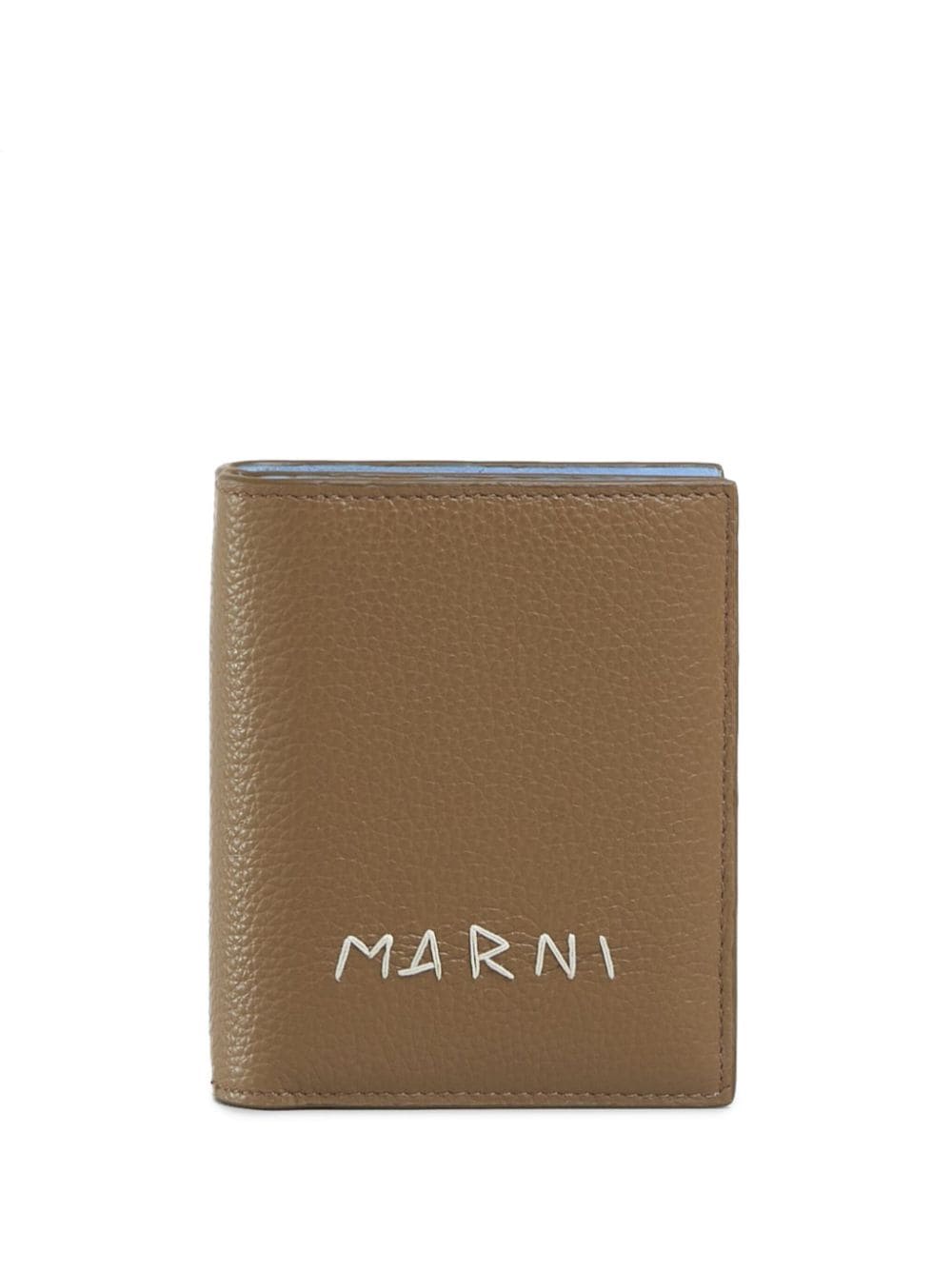Marni logo-embroidered leather wallet - Brown von Marni