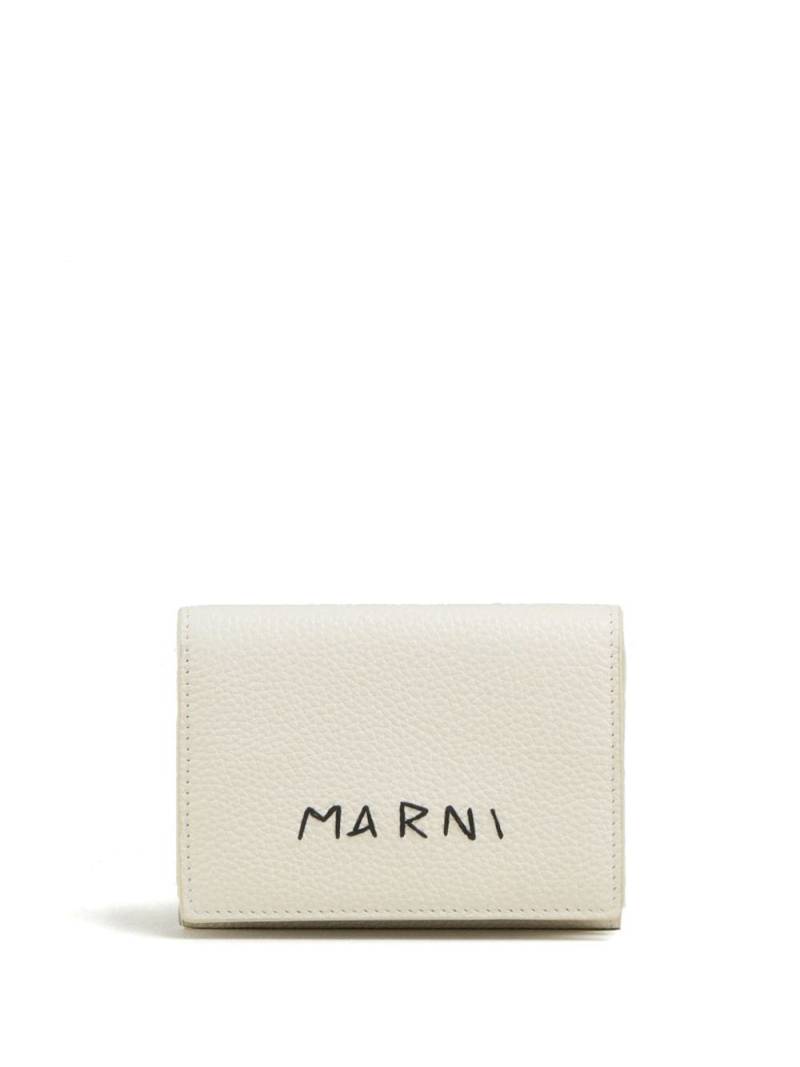 Marni logo-embroidered leather wallet - White von Marni