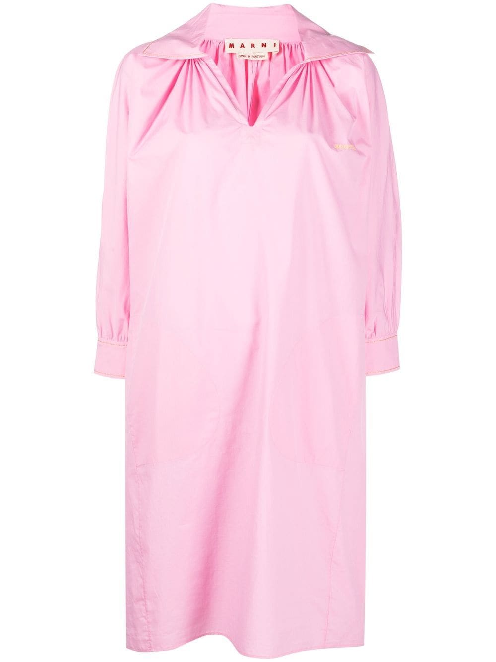 Marni logo-embroidered long-sleeve dress - Pink von Marni