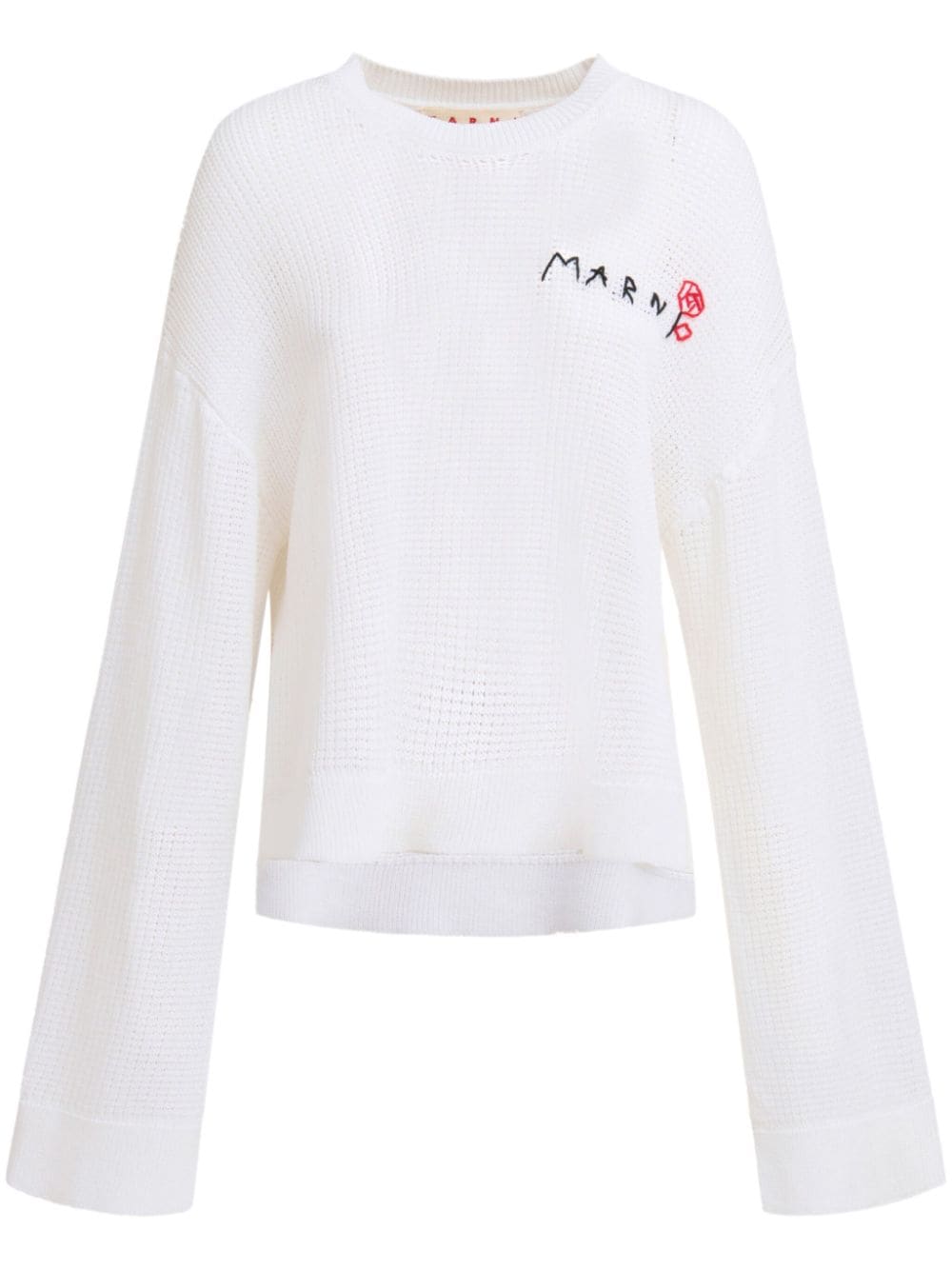 Marni logo-embroidered open-knit jumper - White von Marni