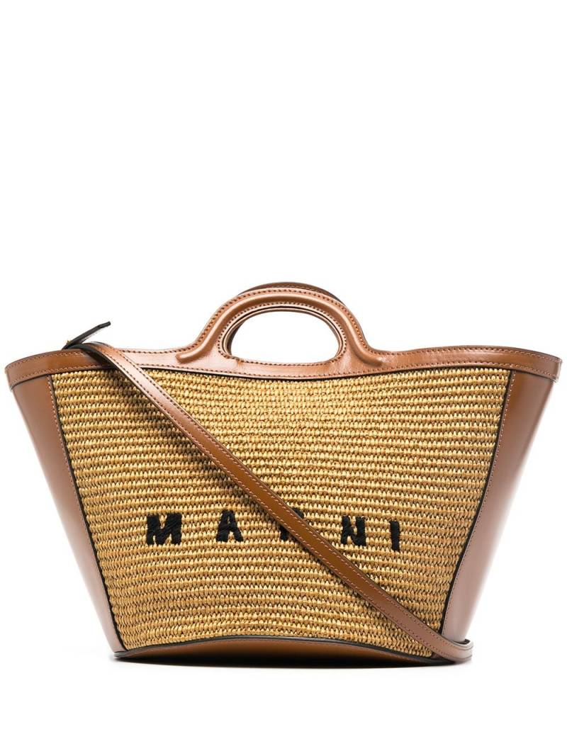Marni Tropicalia logo-embroidered tote bag - Brown von Marni