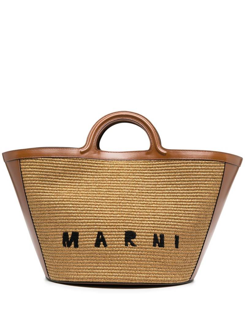 Marni Tropicalia logo-embroidered tote bag - Brown von Marni