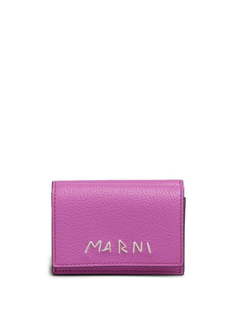 Marni logo-embroidered tri-fold leather wallet - Pink von Marni