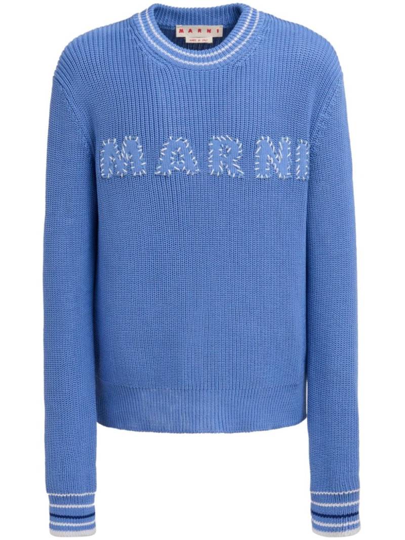 Marni logo-embroidery cotton jumper - Blue von Marni