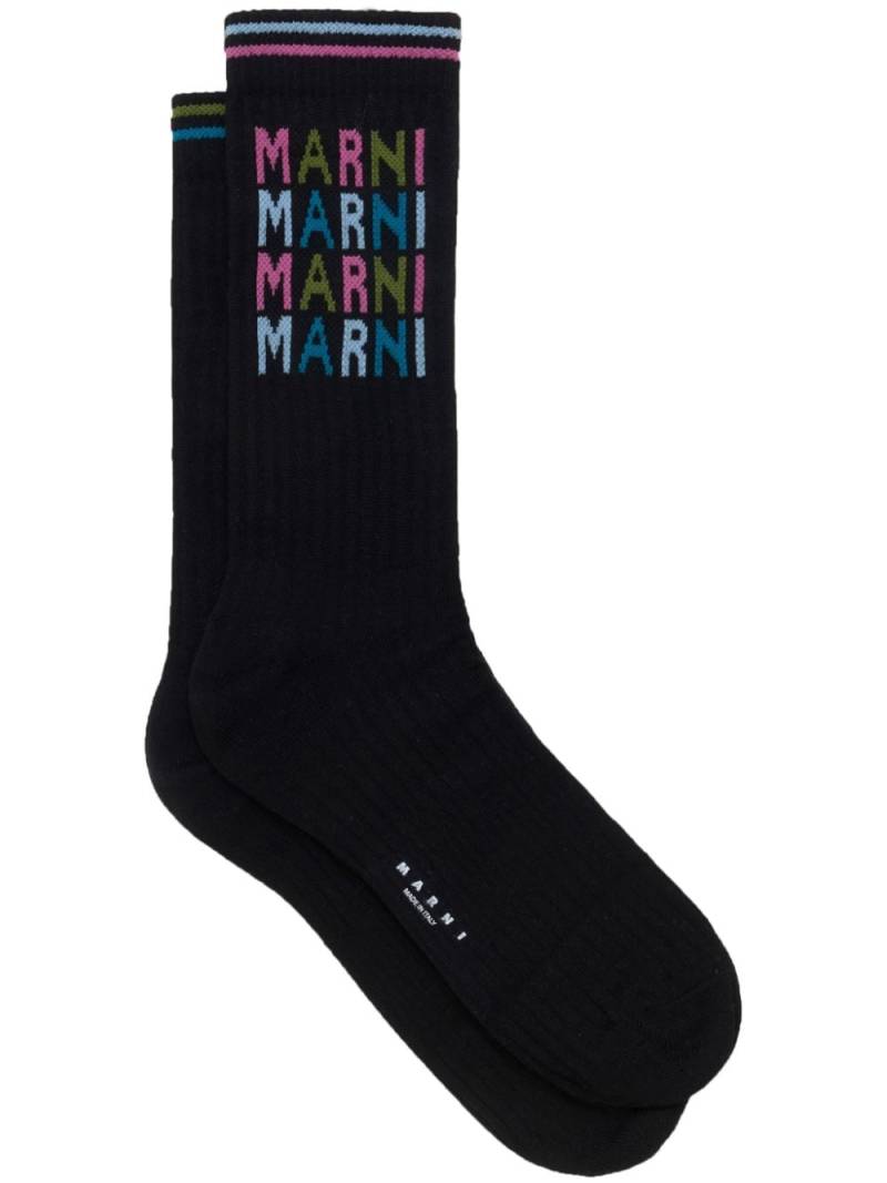 Marni logo-intarsia ankle socks - Black von Marni