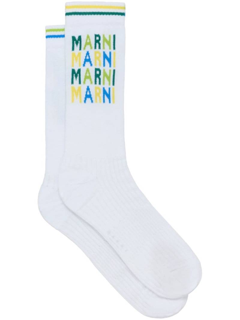 Marni logo-intarsia ankle socks - White von Marni
