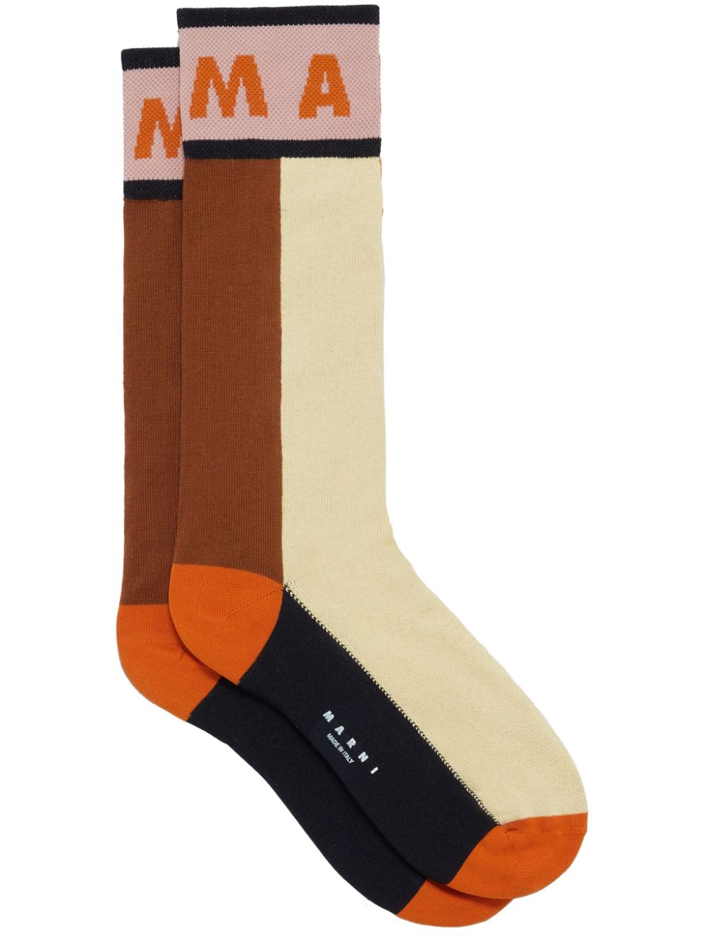 Marni logo-intarsia colour-block socks - Brown von Marni