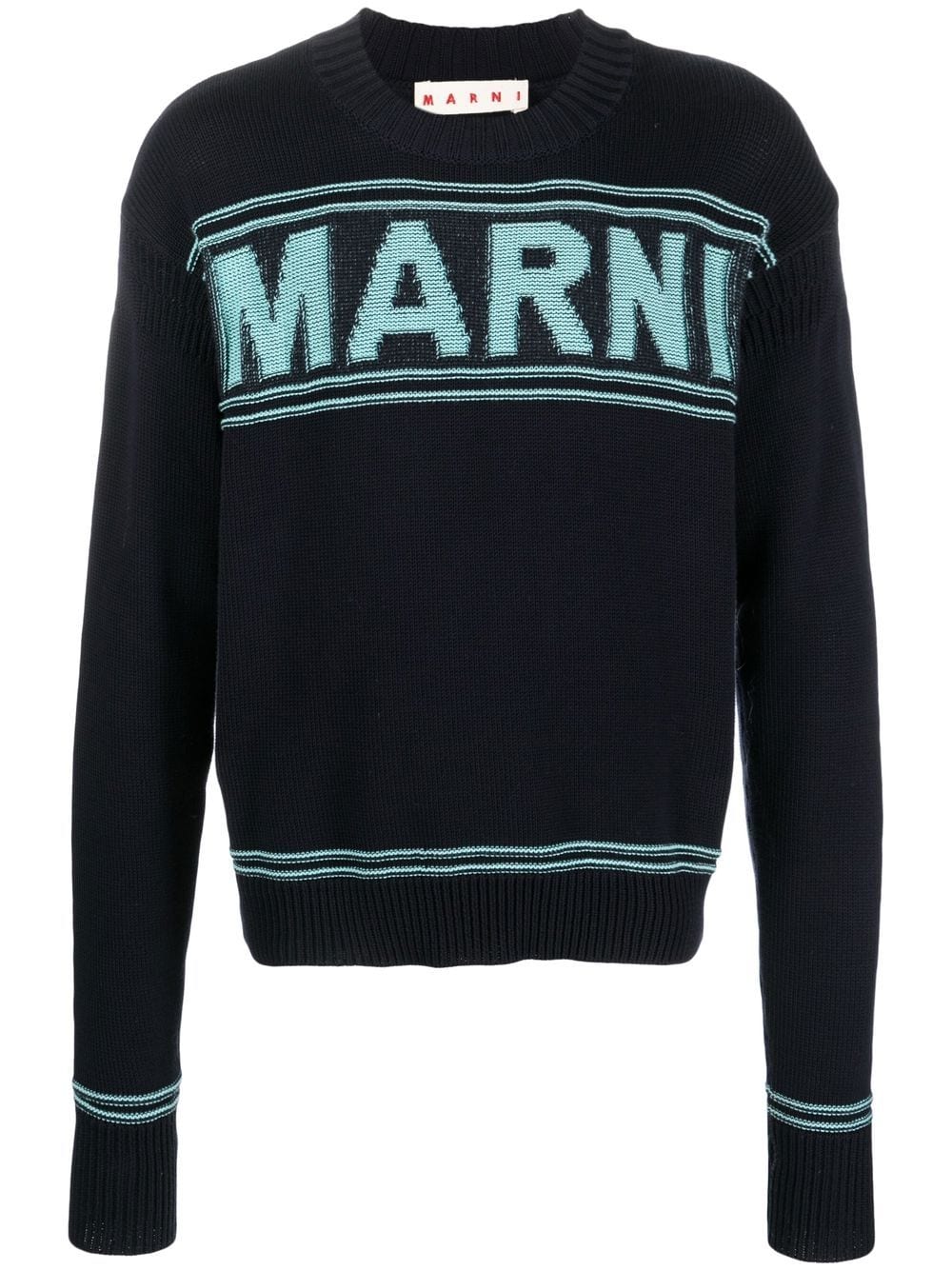 Marni logo-intarsia cotton jumper - Blue von Marni