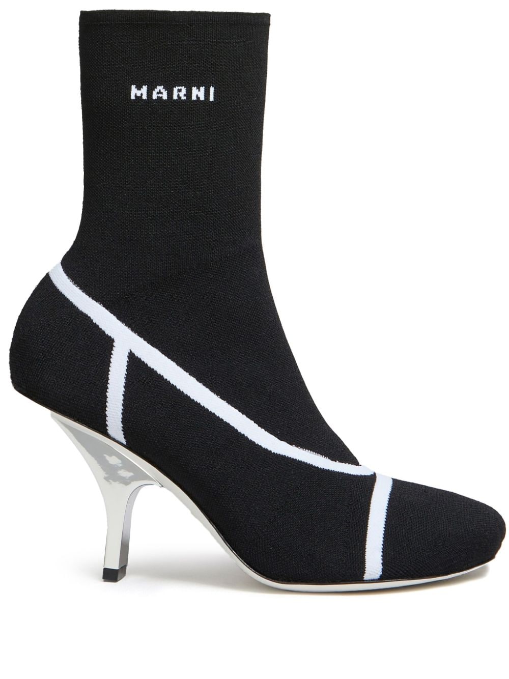 Marni logo intarsia-knit ankle boots - Black von Marni