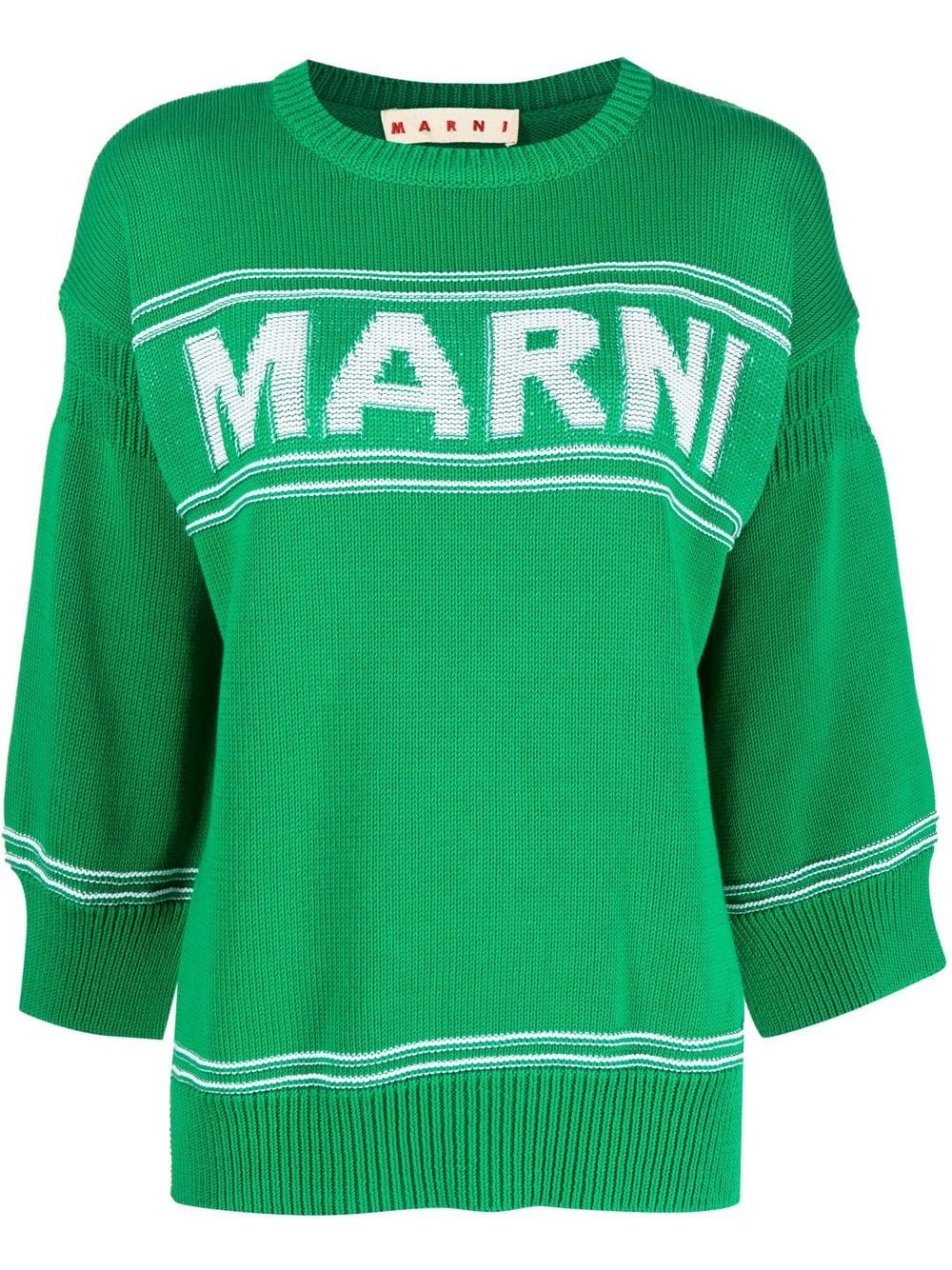 Marni logo intarsia-knit jumper - Green von Marni