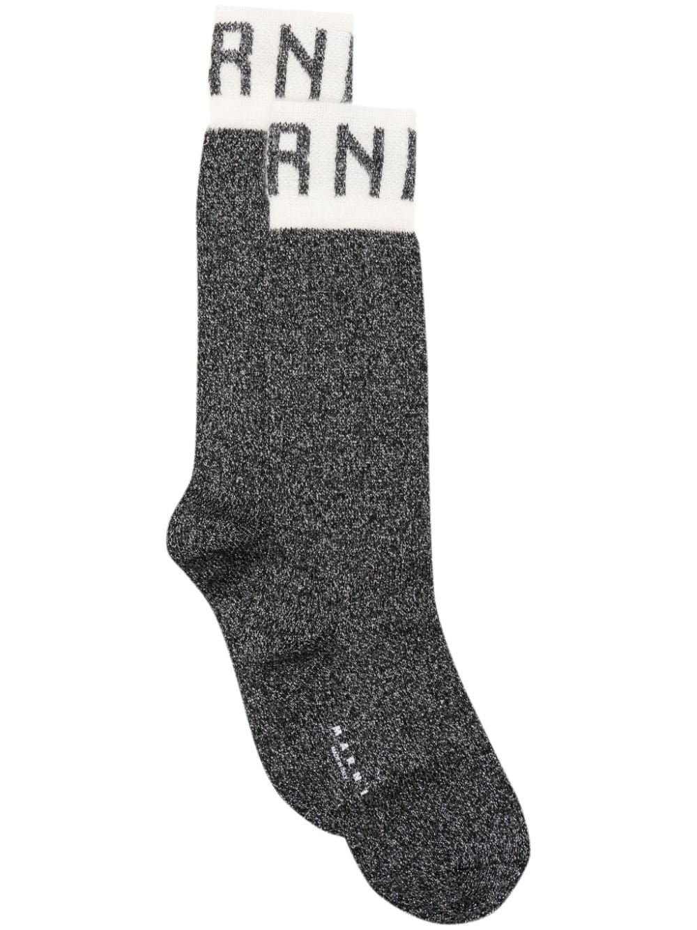 Marni logo-intarsia metallic-threading socks - Black von Marni