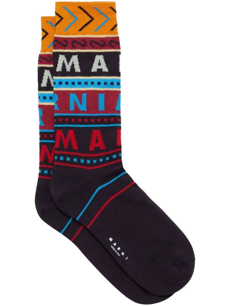 Marni logo-intarsia socks - Black von Marni