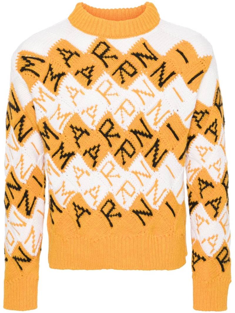 Marni logo-intarsia virgin wool jumper - Orange von Marni