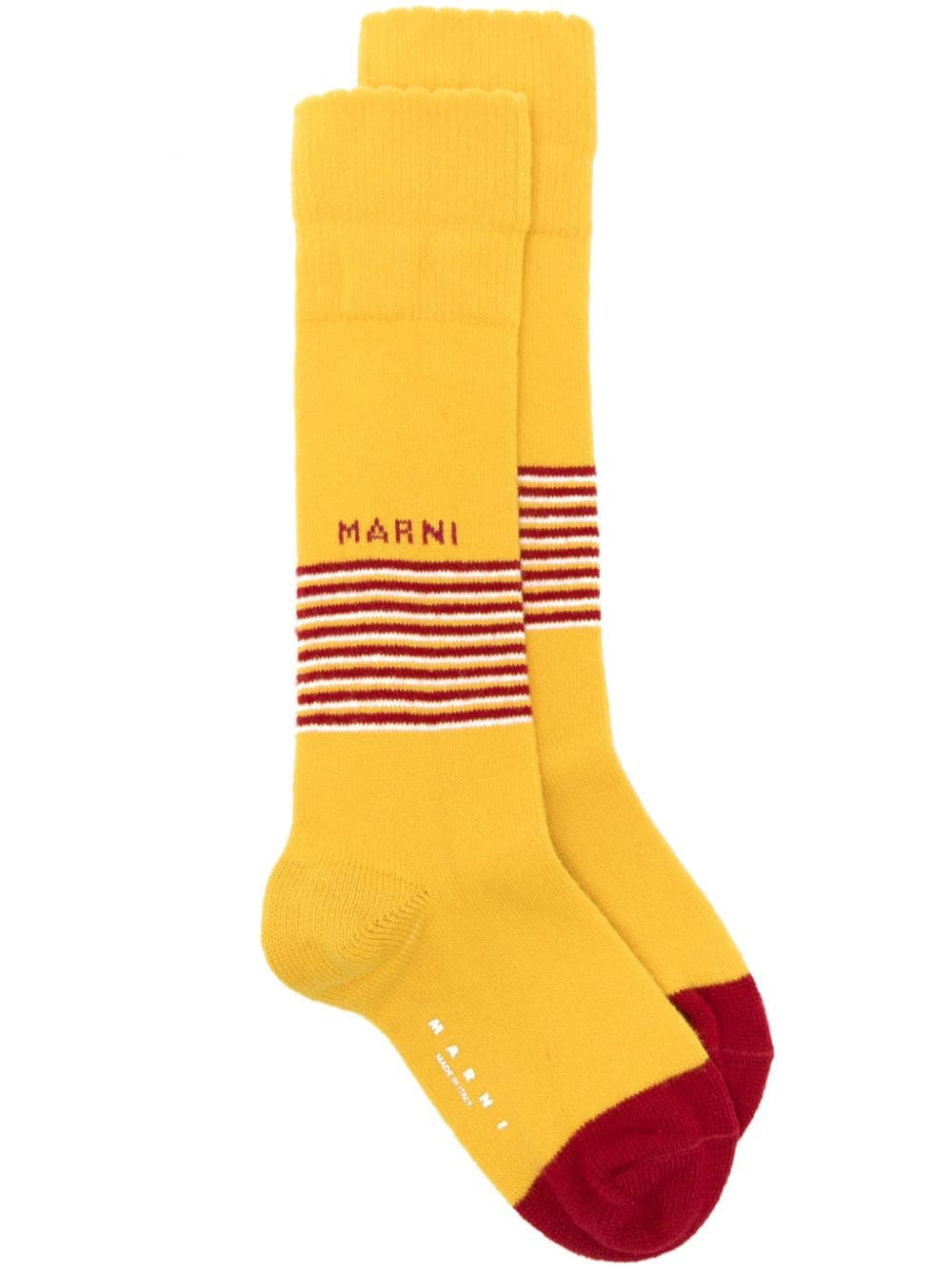 Marni logo-jacquard striped socks - Yellow von Marni