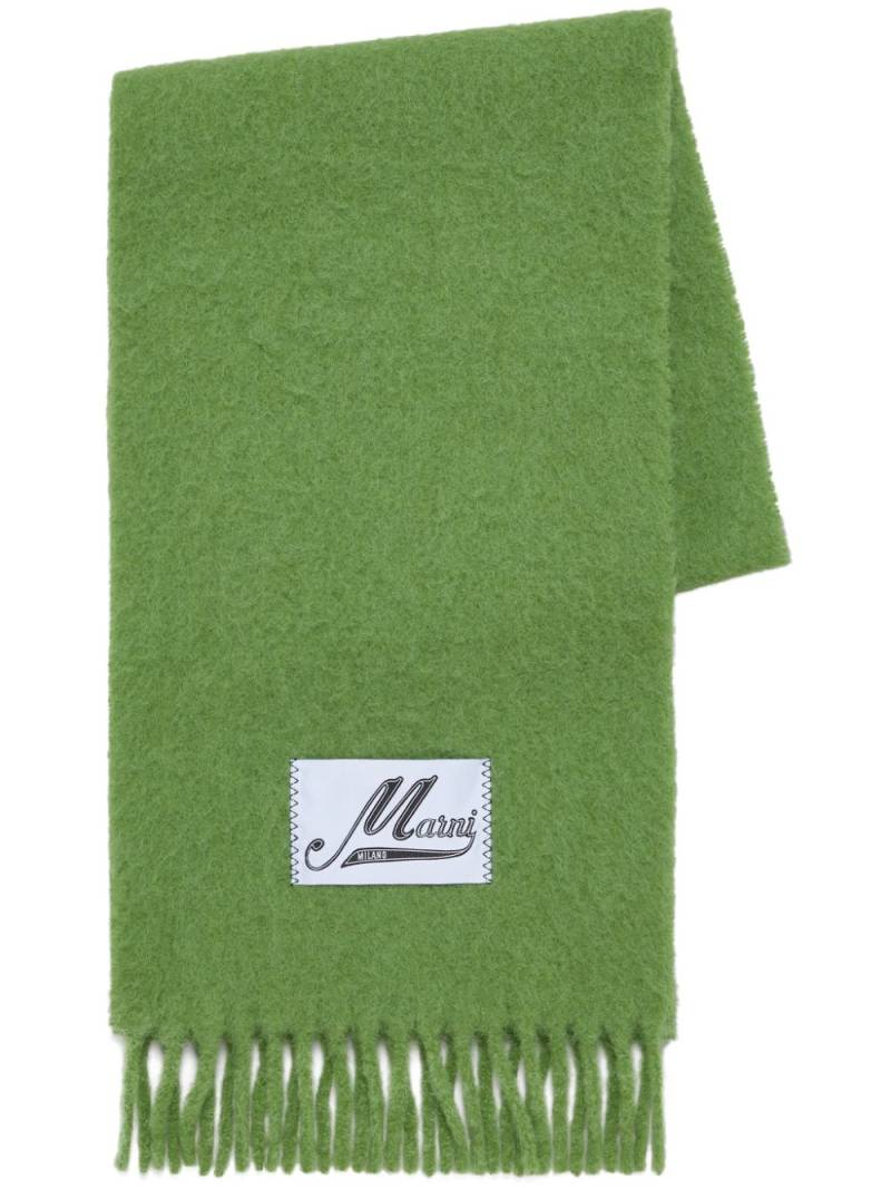Marni logo-patch alpaca wool-blend scarf - Green von Marni