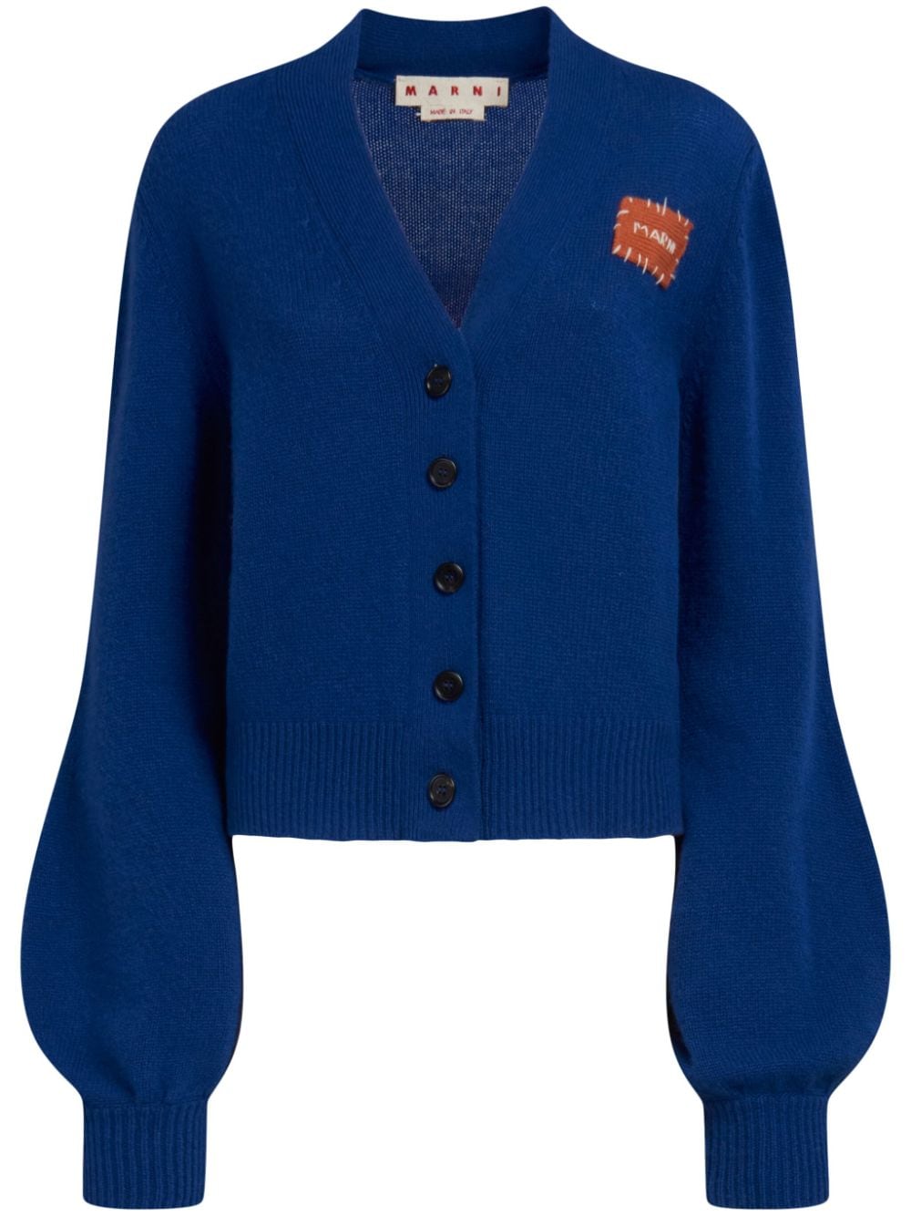 Marni logo-patch cashmere cardigan - Blue von Marni