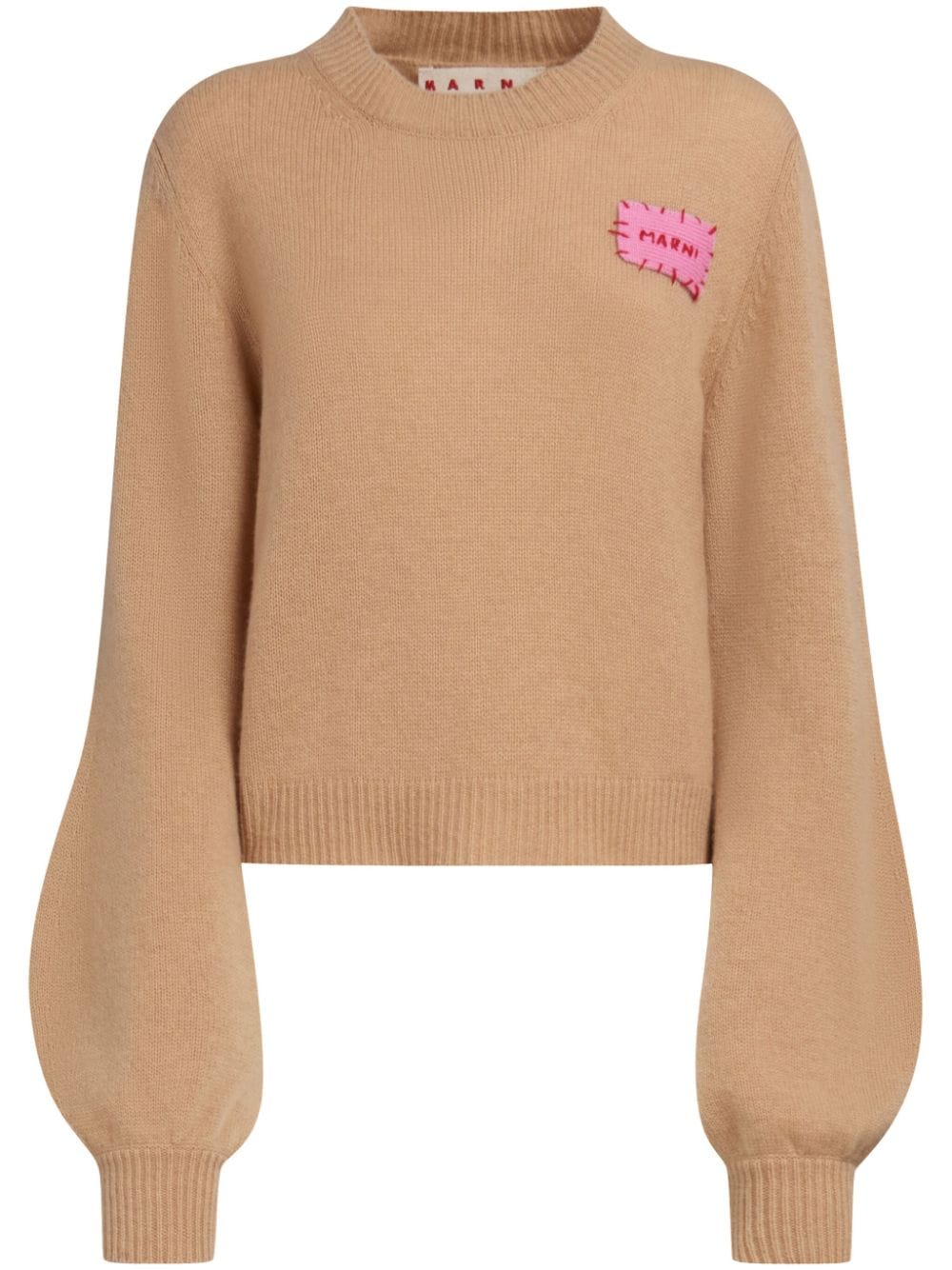 Marni logo-patch cashmere jumper - Brown von Marni