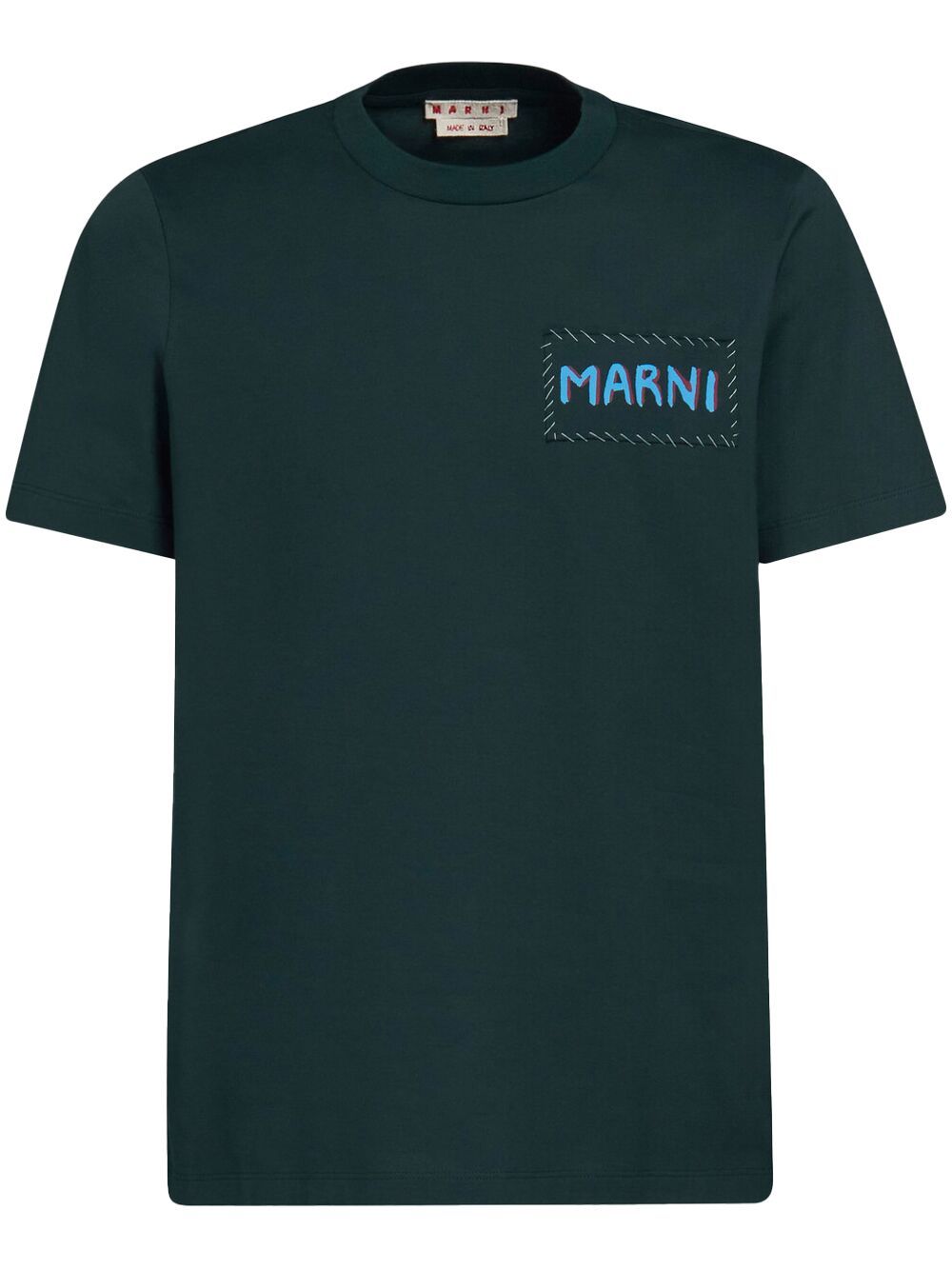 Marni logo-patch cotton T-shirt - Blue von Marni