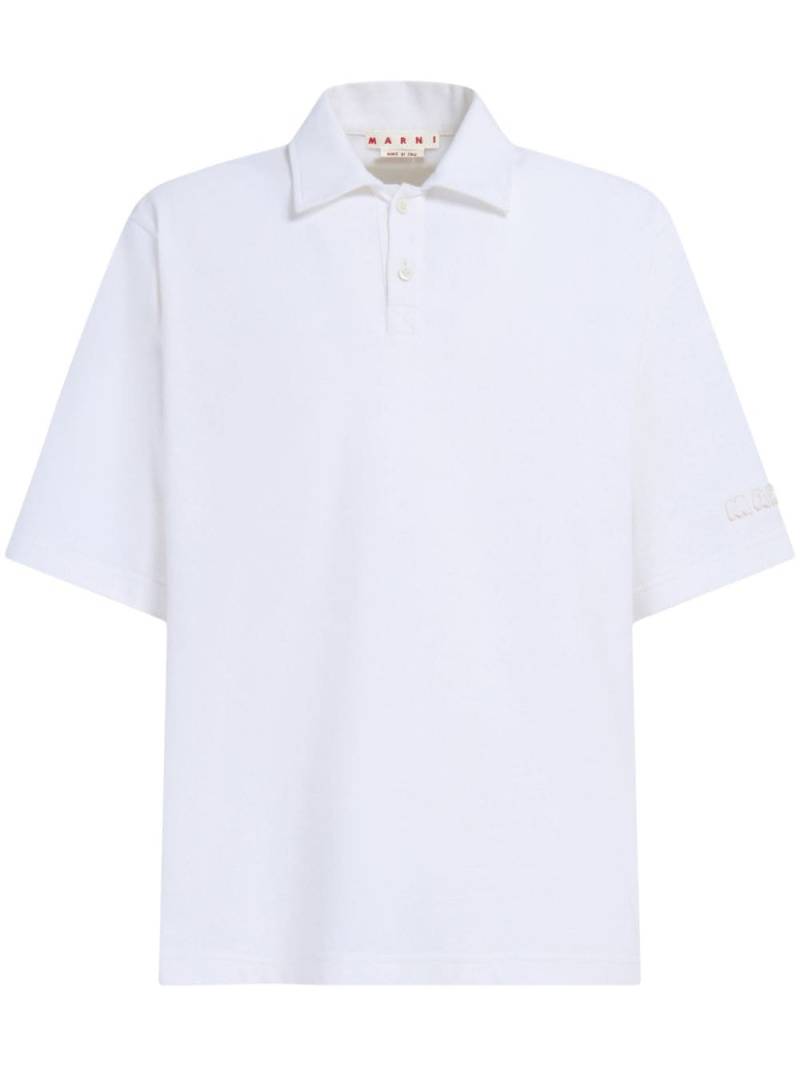 Marni logo-patch cotton polo shirt - White von Marni