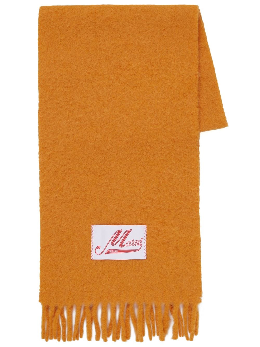 Marni logo-appliqué alpaca-blend scarf - Orange von Marni