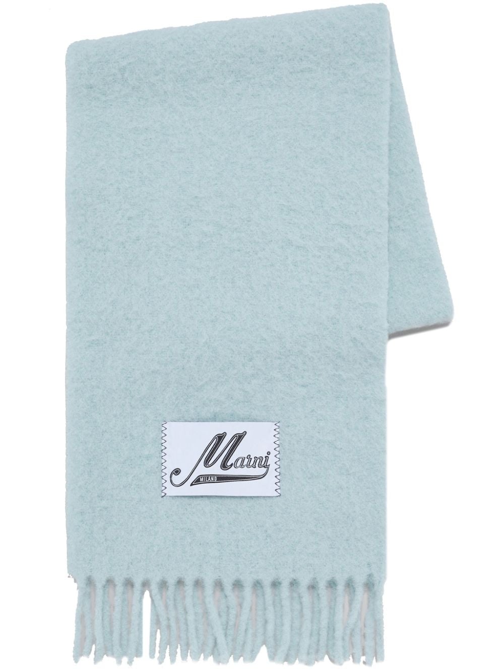 Marni logo-patch knitted scarf - Green von Marni