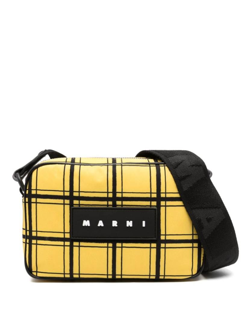 Marni logo-patch leather shoulder bag - Yellow von Marni