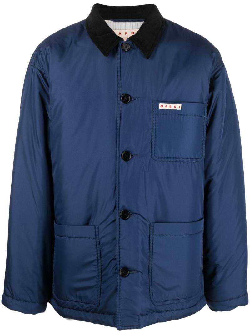 Marni logo-patch lightweight jacket - Blue von Marni