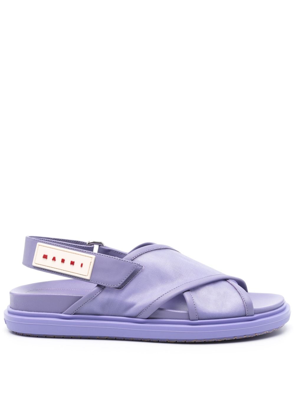 Marni Fussbett logo-appliqué sandals - Purple von Marni