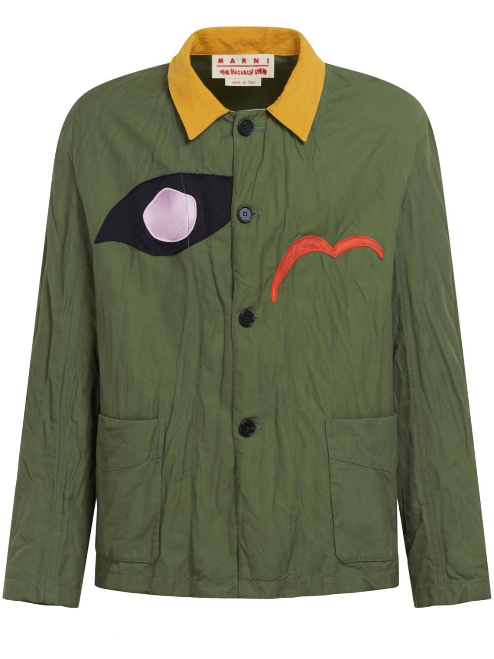 Marni logo-patch shirt jacket - Green von Marni