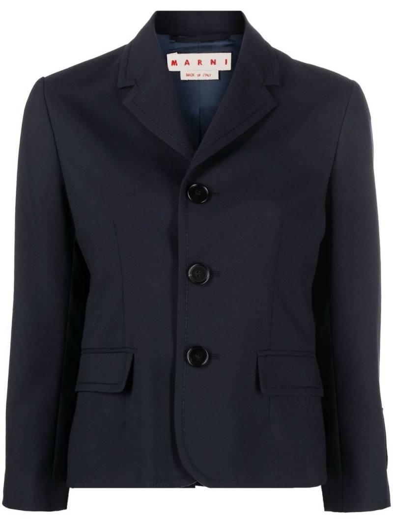 Marni logo-patch single breasted blazer - Blue von Marni