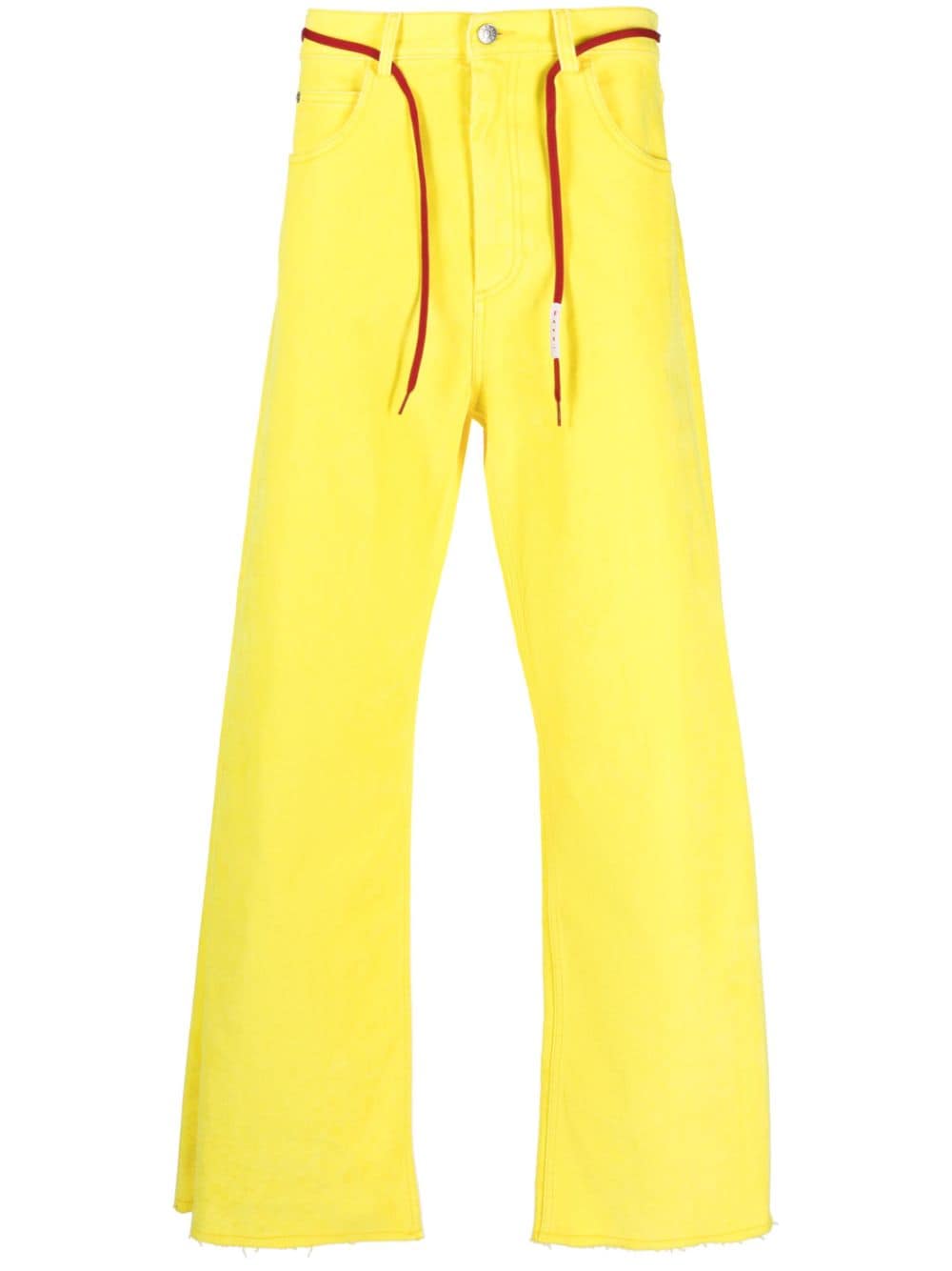 Marni logo-patch stretch-cotton flared jeans - Yellow von Marni