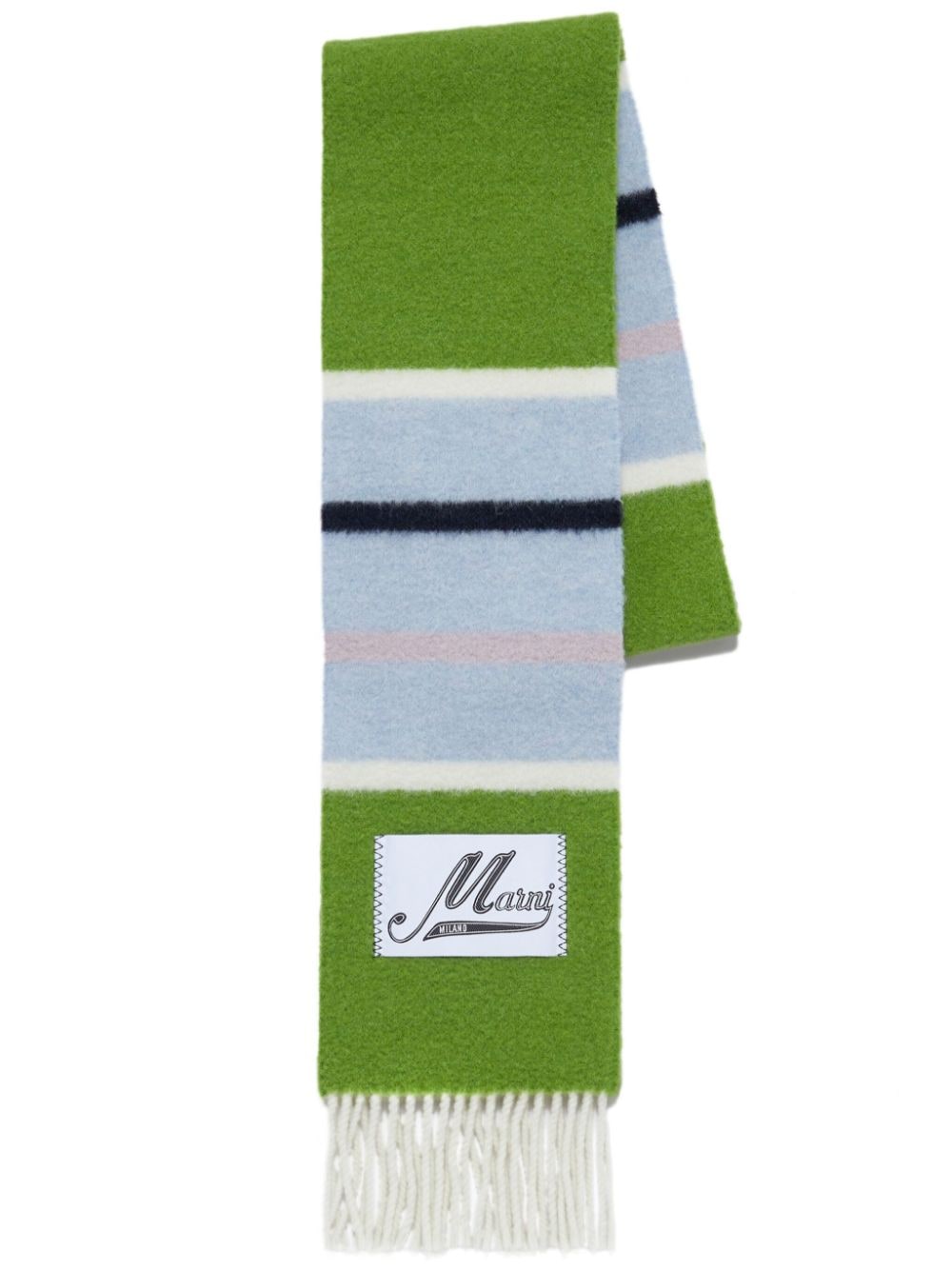 Marni logo-patch striped scarf - Green von Marni