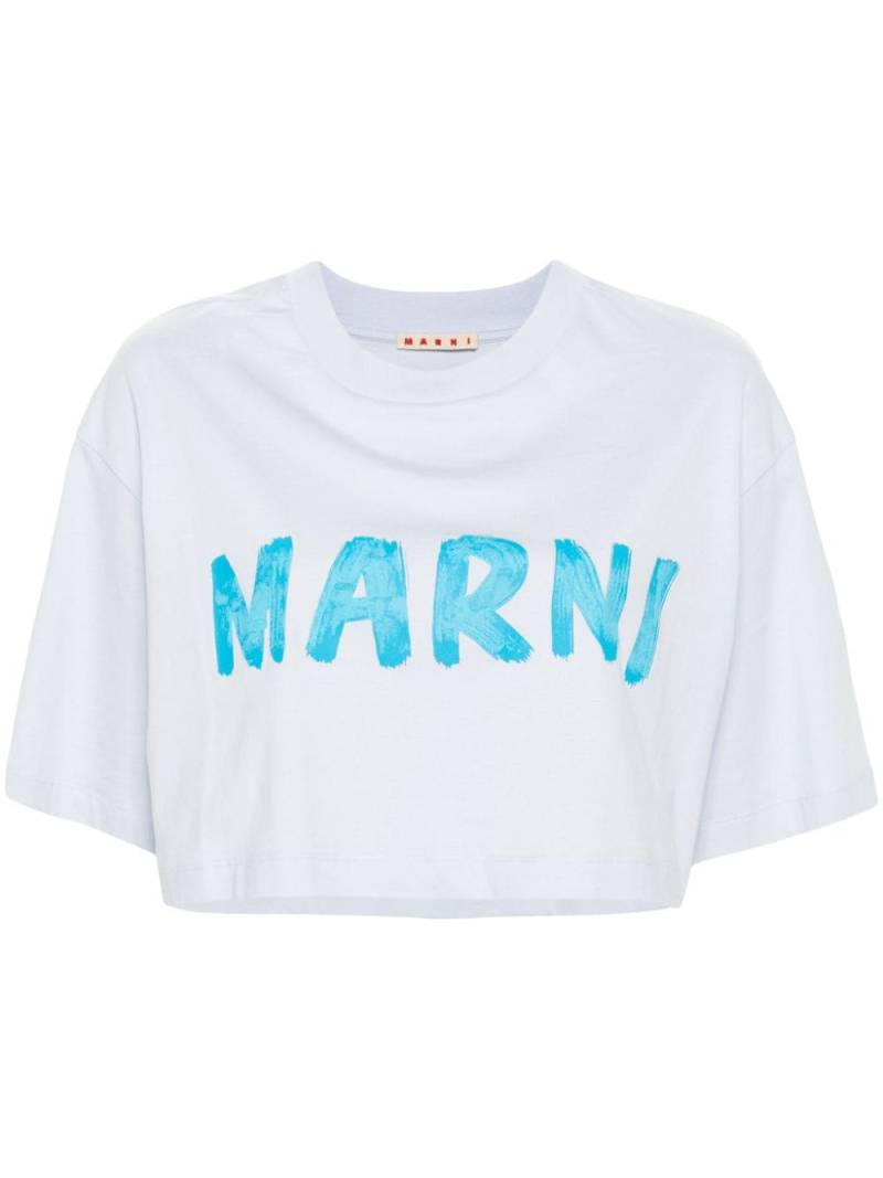 Marni logo-print cotton T-shirt - Blue von Marni