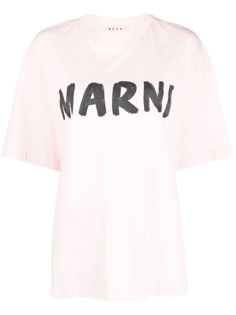 Marni logo-print cotton T-shirt - Pink von Marni