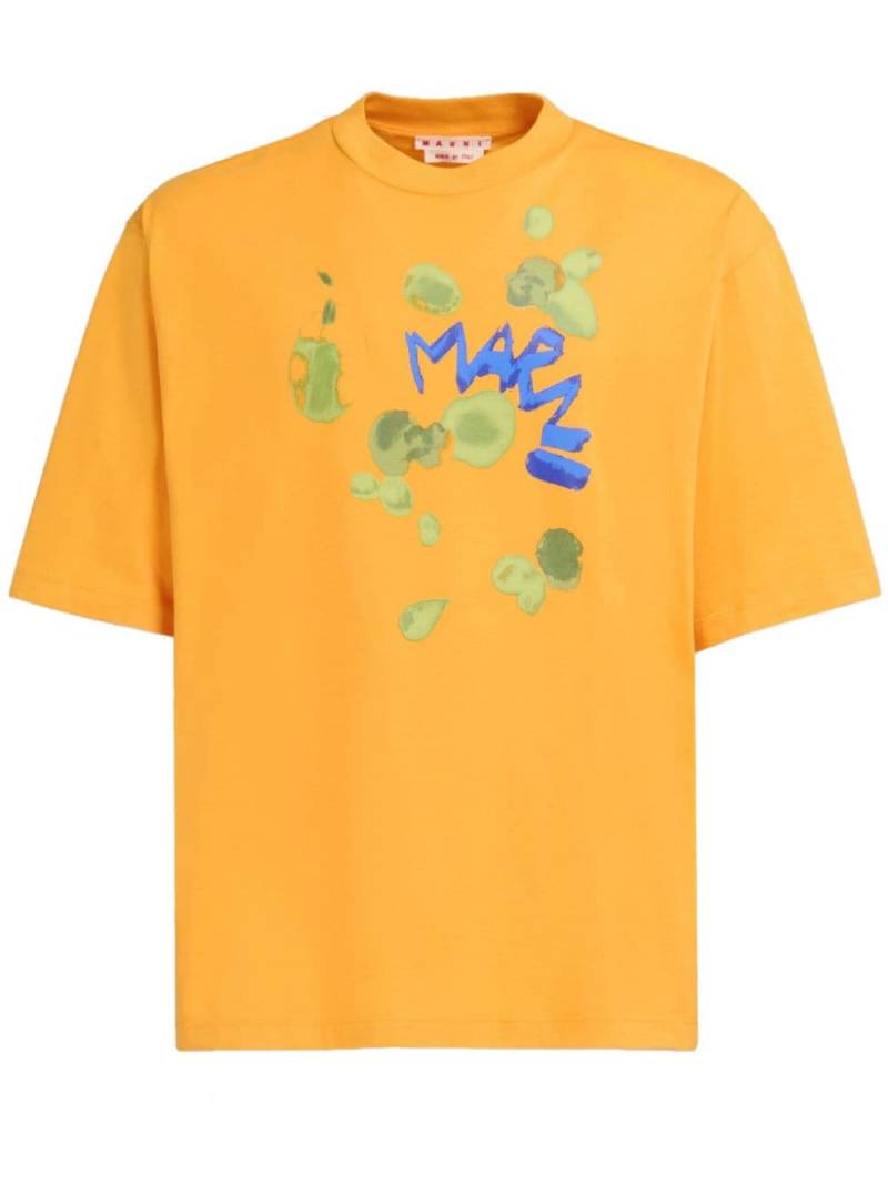 Marni logo-print cotton T-shirt - Yellow von Marni