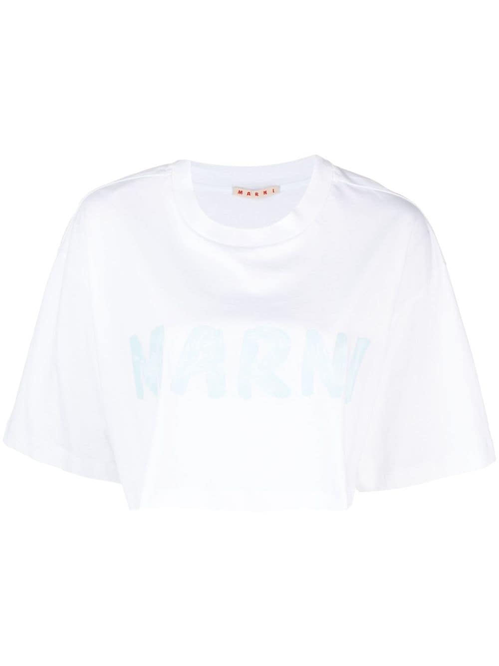 Marni logo-print cotton cropped T-shirt - White von Marni