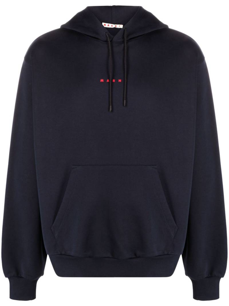 Marni logo-print cotton hoodie - Blue von Marni