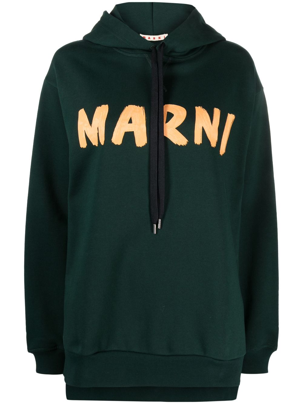 Marni logo-print cotton hoodie - Green von Marni
