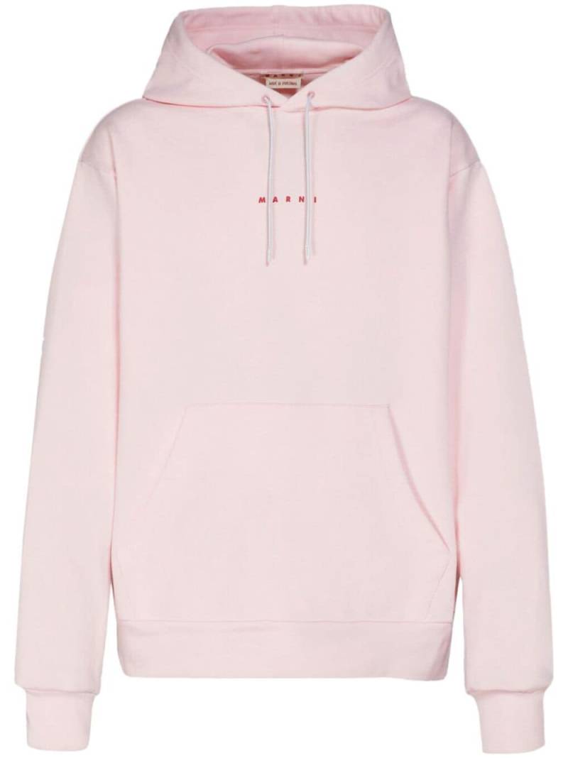 Marni logo-print cotton hoodie - Pink von Marni