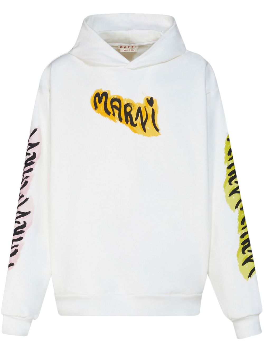 Marni graffiti-print cotton hoodie - White von Marni