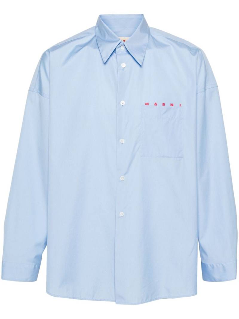 Marni logo-print cotton shirt - Blue von Marni