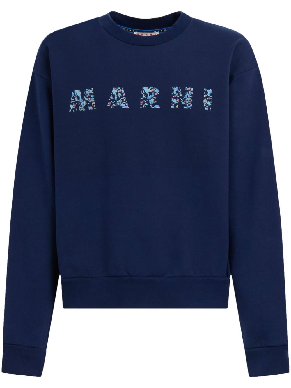 Marni logo-print cotton sweatshirt - Blue von Marni