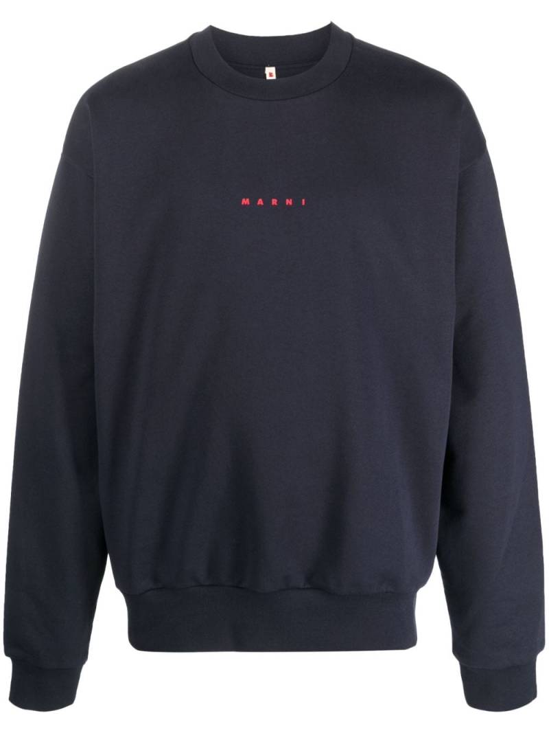 Marni logo-print cotton sweatshirt - Blue von Marni