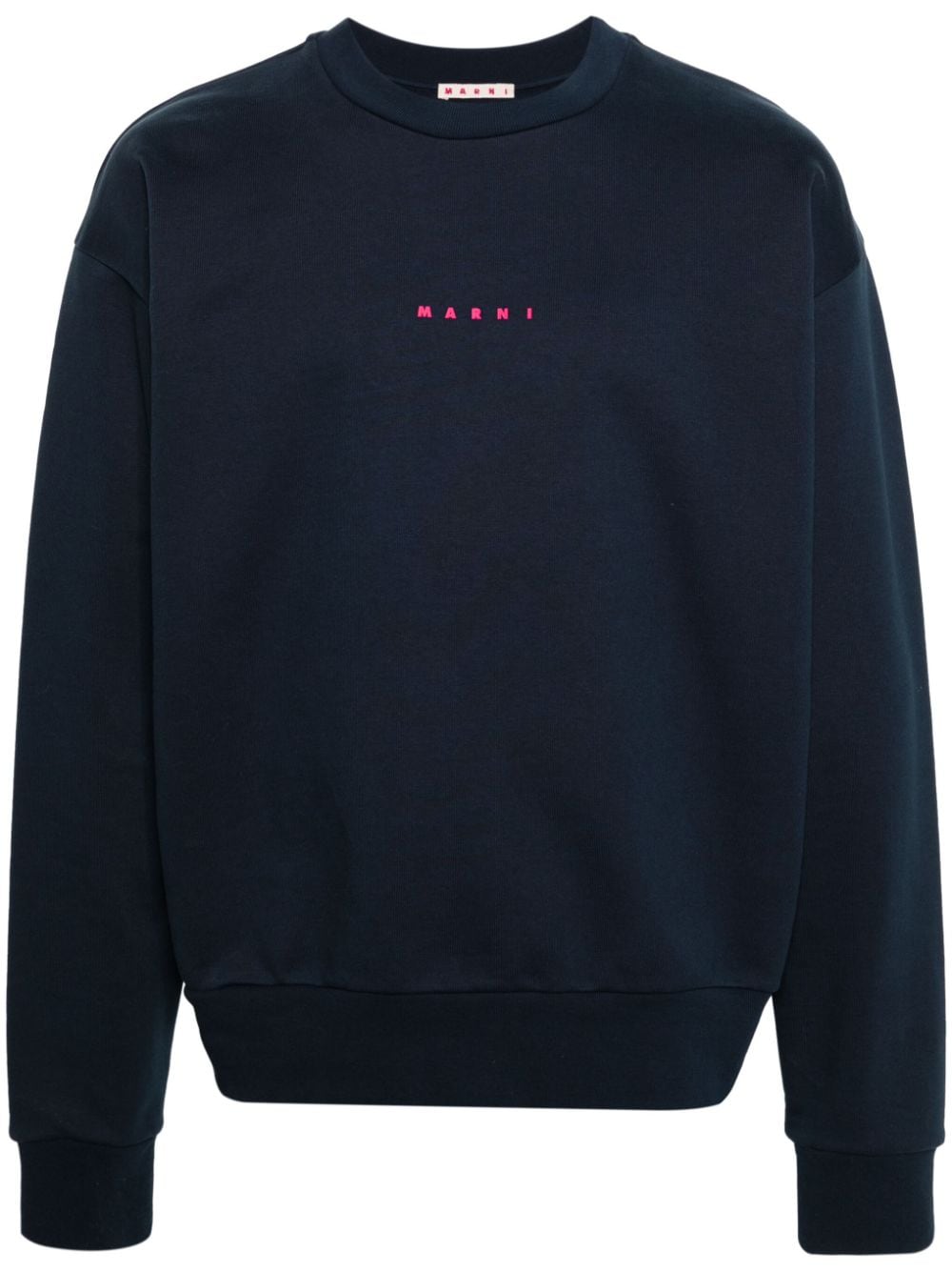 Marni logo-print cotton sweatshirt - Blue von Marni