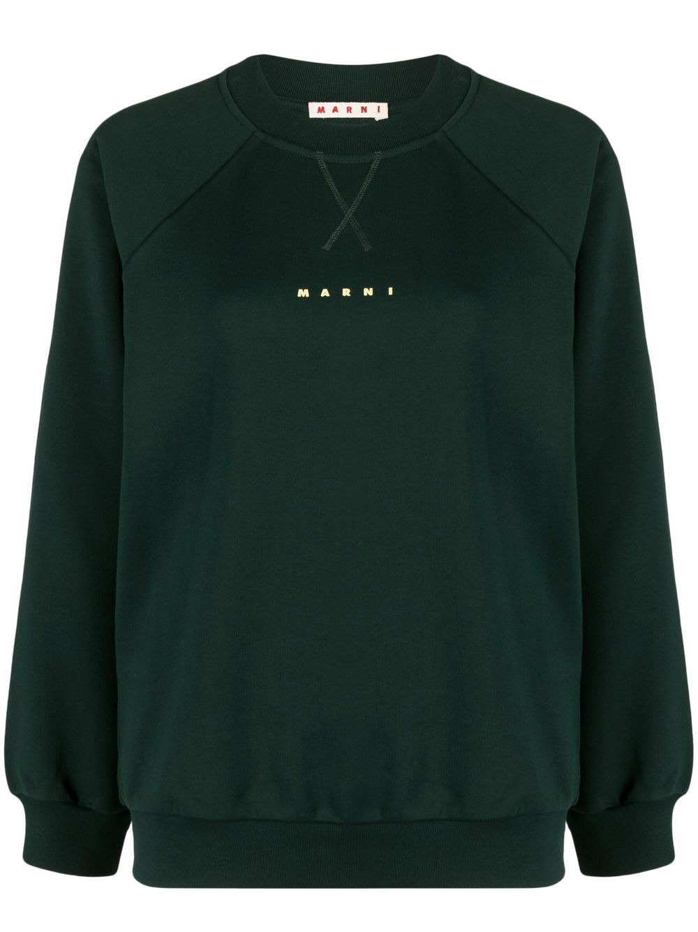 Marni logo-print cotton sweatshirt - Green von Marni