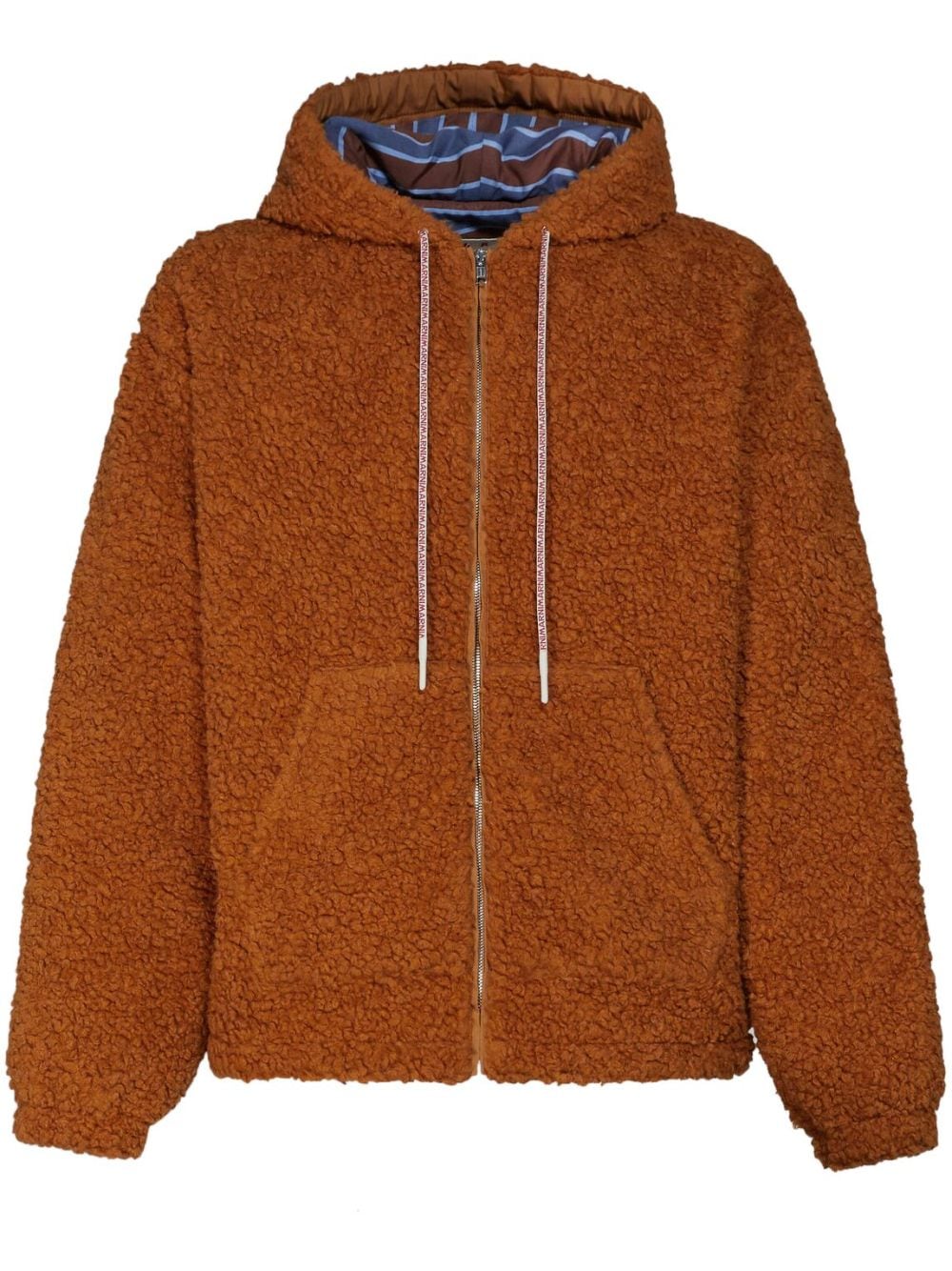 Marni logo-drawstring teddy jacket - Brown von Marni